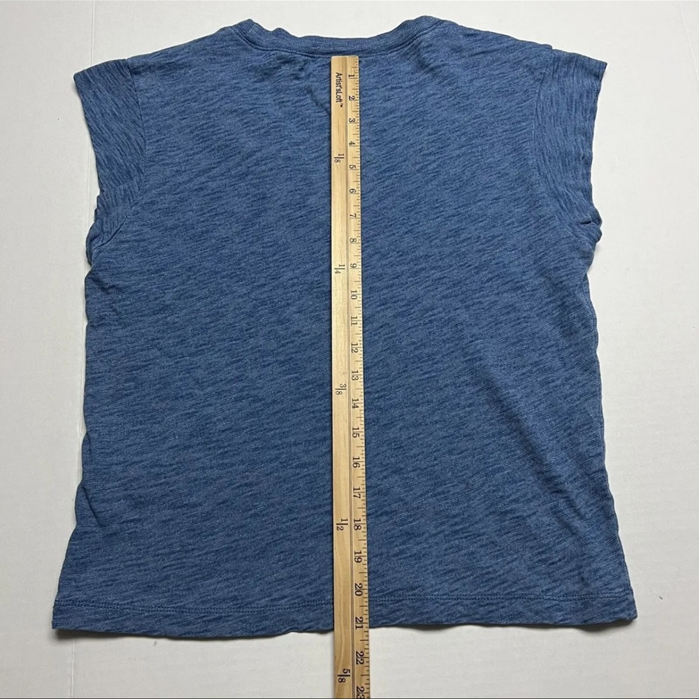 Madewell Indigo Hemp-Cotton V-Neck Muscle Tee Size: Small - Picture 8 of 9